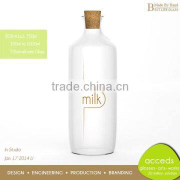 Buy Big Airtight Glass Milk Bottle with Wooden Lid