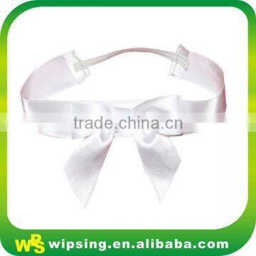 Decorative White Satin Ribbon Bow With Elastic Band