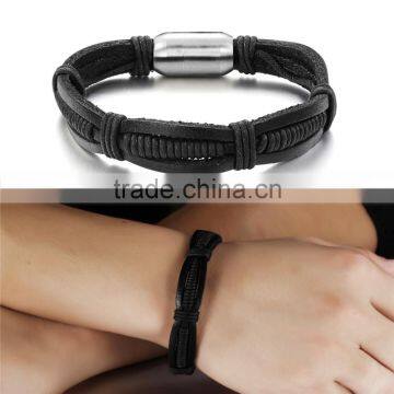 2017 New Stainless Steel Jewelry Leather Braided Bracelet for Men photo-4