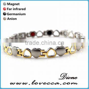 Gold Plated 316L Stainless Steel 4 Element Energy Magnetic Therapy Link Bracelet photo-4