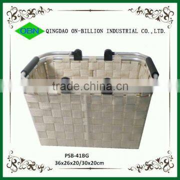 Hand Woven Nylon Webbing Shopping Basket With Double Aluminium Handles photo-4