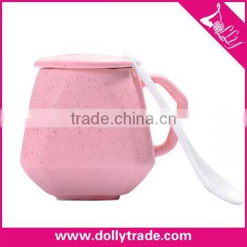 Custom fashion ceramic coffee mug with lid 300ml