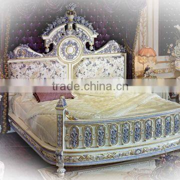 Super luxury antique hand made Italian Baroque french Louver Louis16 king size bedroom furniture