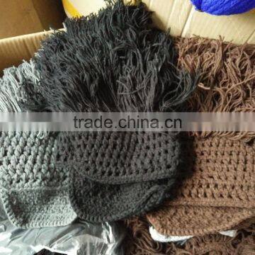Men Barbarian Knit Crochet Hat Mad Scientist Wig Mustache Cap Beard Hat photo-4
