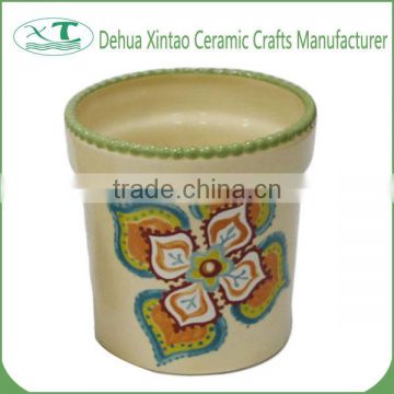 XT Flower Pattern Ceramic Flower Pots Outdoor Planters