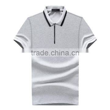 Custom made button less zipper collar polo shirt