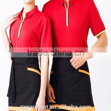 2017 new design OEM hotel restaurant unisex short sleeve staff uniform high quality