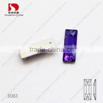 Dongzhou purple 277 rectangle flat back sew on k5 crystal stones