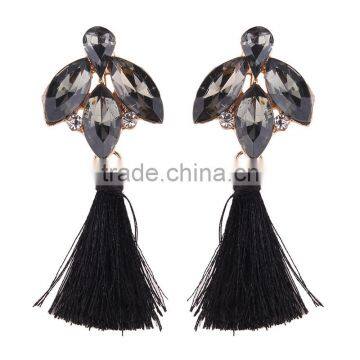 Fashion Rhinestone Gems With Long Colorful Tassel Alloy Earrings for Women photo-2