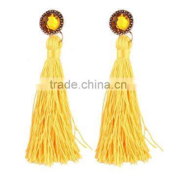 Bohemian Jewelry Big Crystal Gems With Tassel Drop Earrings for Women photo-5