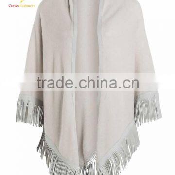 Ladies Cashmere 100% Merino Wool Cashmere Poncho Shawl with Tassel