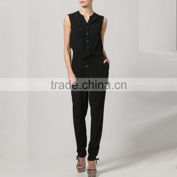 Women fashion jumpsuit with four button on front