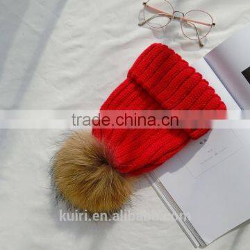 15 Colors Big Real Fur Poms Fashion Classic Tight Knitted Fur Ball Pom Poms Knitted Hat Women Cap Winter Beanie Fox Fur Balls photo-5