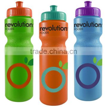 USA Made 28 oz Colored Bike Bottle With Push And Pull Cap - BPA-free, FDA compliant and comes with your logo