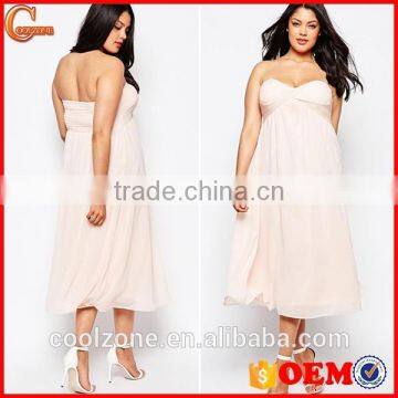 Fashion Bandeau Midi Dress Design Wholesale Chiffon Plus Size Women Clothing