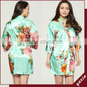 Silk Satin Floral Robe Kimono Robes Bath Robe Custom Made Japan Kimono Robe LF001 photo-4