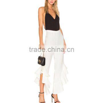 New Trendy Ladies White Ruffle Pants Spring 2018 Fashion Design Trousers photo-6