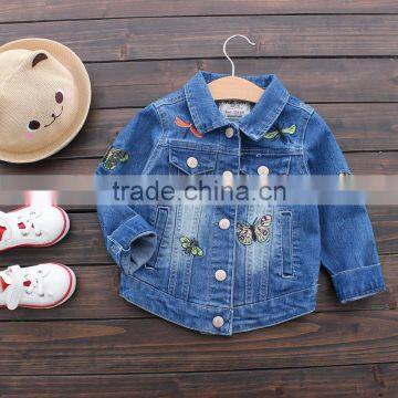 Wholesale long sleeve embroidery kids denim jacket