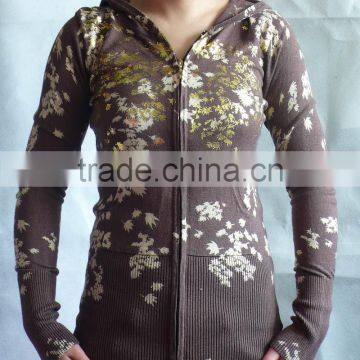 ladies print hoodie sweater