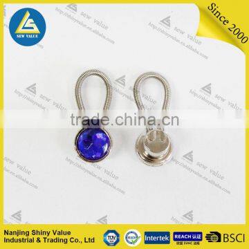 Hot Selling on Amazon 5 Pack Metal Button Shirt Extenders With Spring With Blue Diamond Studded photo-4