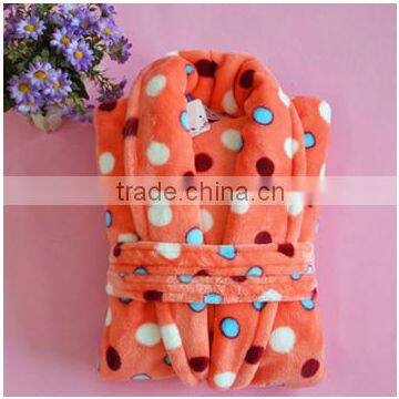 Super soft new design colorful dots printed coral fleece bathrobe