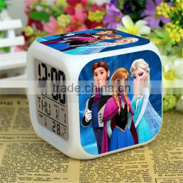 Hot Movie Frozen LED Alarm clock Frozen digital clock 7 Colors Changing Alarm Clock