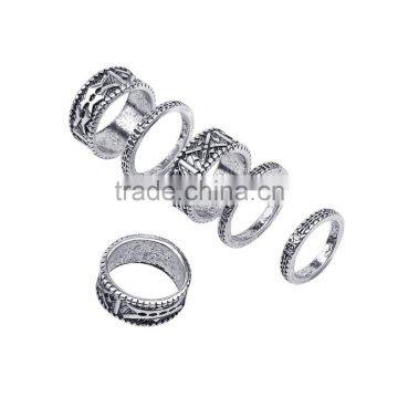 2017 Hot Fashion Bohemian Gypsy Silver Alloy Rings 6 Piece Set photo-2