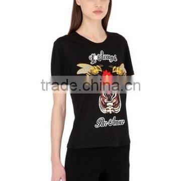 New Womens Cotton Silk Screen Printed T-Shirt Customize Ladies O Neck Short Sleeve Printed T Shirts photo-3