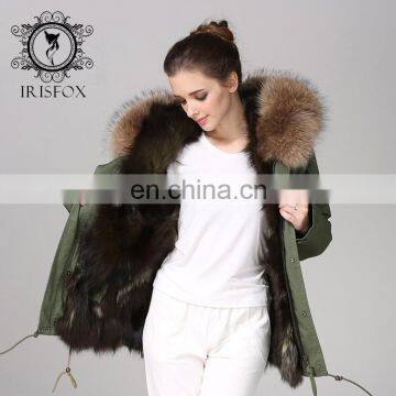 Italy Designer Army Real Fox Fur Parka 2016 Women Jackets With Natural Fur Collar photo-6