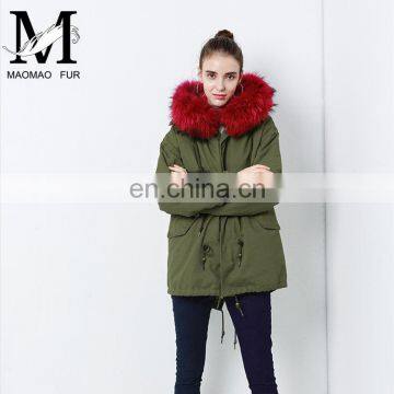 2016 Top Selling Fashion European Outwear Warm Raccoon Fur Collar Hood Winter Jacket Parka photo-6