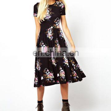 Short Sleeve Clothing Vintage Tapestry Floral Party Dress