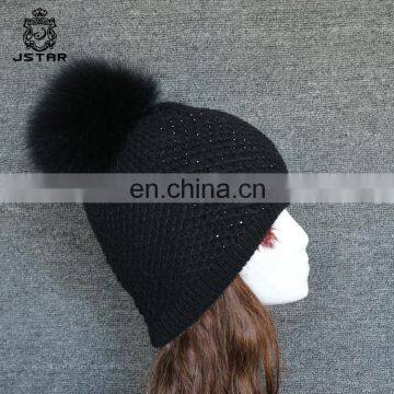 Boys Crochet Good Quality Hats 100% Raccoon Fur Pompom Hat
