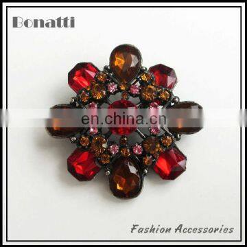 fashion round red crystal brooch for garment