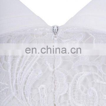 American Style Ladies Sexy Off Shoulder Bell Sleeve White Lace Dress for Elegant Women Party photo-5