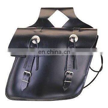 HMB-4006A LEATHER MOTORCYCLE SADDLE BAGS SET CONCHO SLANT PLAIN