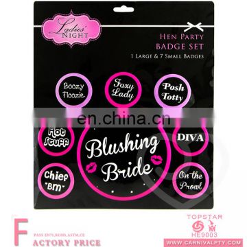 Wholesale fashional hen party badge button set badge maker knit for party favor