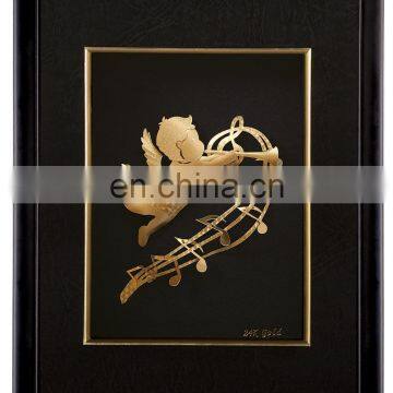 Fineness Angel Cherub Framed Picture of Painting in gold leaf plated nice home decoration