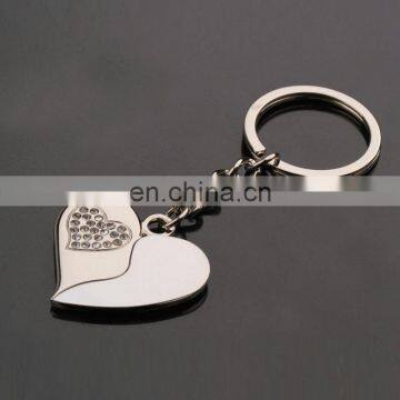 Wedding Gift Customized Heart Shape Crystal Metal Keychain Wholesale