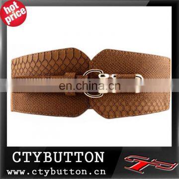 snake pattern high quality elastic belt with snaps for dress