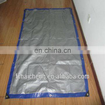 Logo printed silver PE coated tarpaulin,various purpose high quality poly tarpaulin