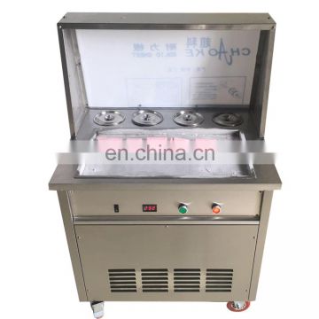 Ul Approved New Double Round Pan 6 Buckets Fried Ice Cream Roll Machine / Flat Pan Thailand Fried Ice Cream Machine