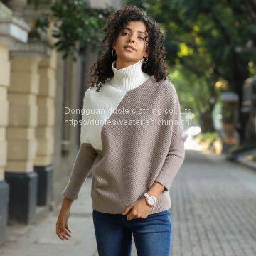 OEM Factory Fall Design Women Turtleneck Pullover Knit Sweater