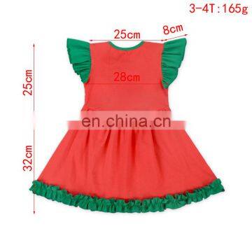 Fashion Children Summer Dress Ruffle Cotton Baby Girls Cute Red and Green Dress photo-5