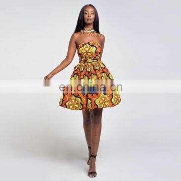 Women Traditional Party V neck Bubble Fashion African print Casual Dresses