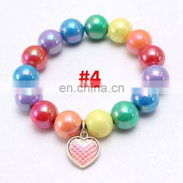 Kids Rainbow Bracelet Girl Colorful Beads Bracelet With Scale Alloy Pendants 10Colors Gift photo-4