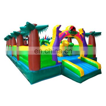 Huge Tropical Dinosaur inflatable bouncy castle slide , inflatable amusement park for kids