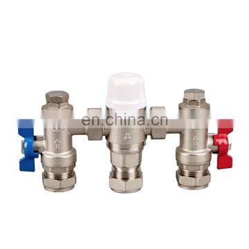 water heater ANTI-SCALD temperature thermostatic brass mixing valve with ball valve