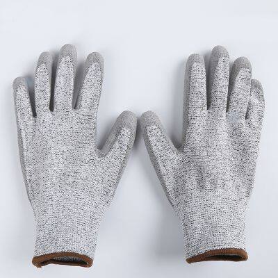 Anti Cut Level 5 13G HPPE Wire PU Coated Gloves Cut-resistant photo-4