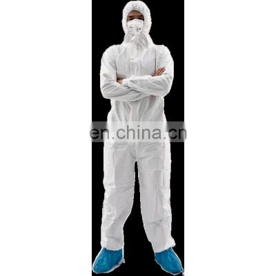 Type 5/6 Microporous Coverall Disposable White Waterproof Hooded Coverall