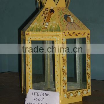 Iron Garden Lantern With Colorful Finish